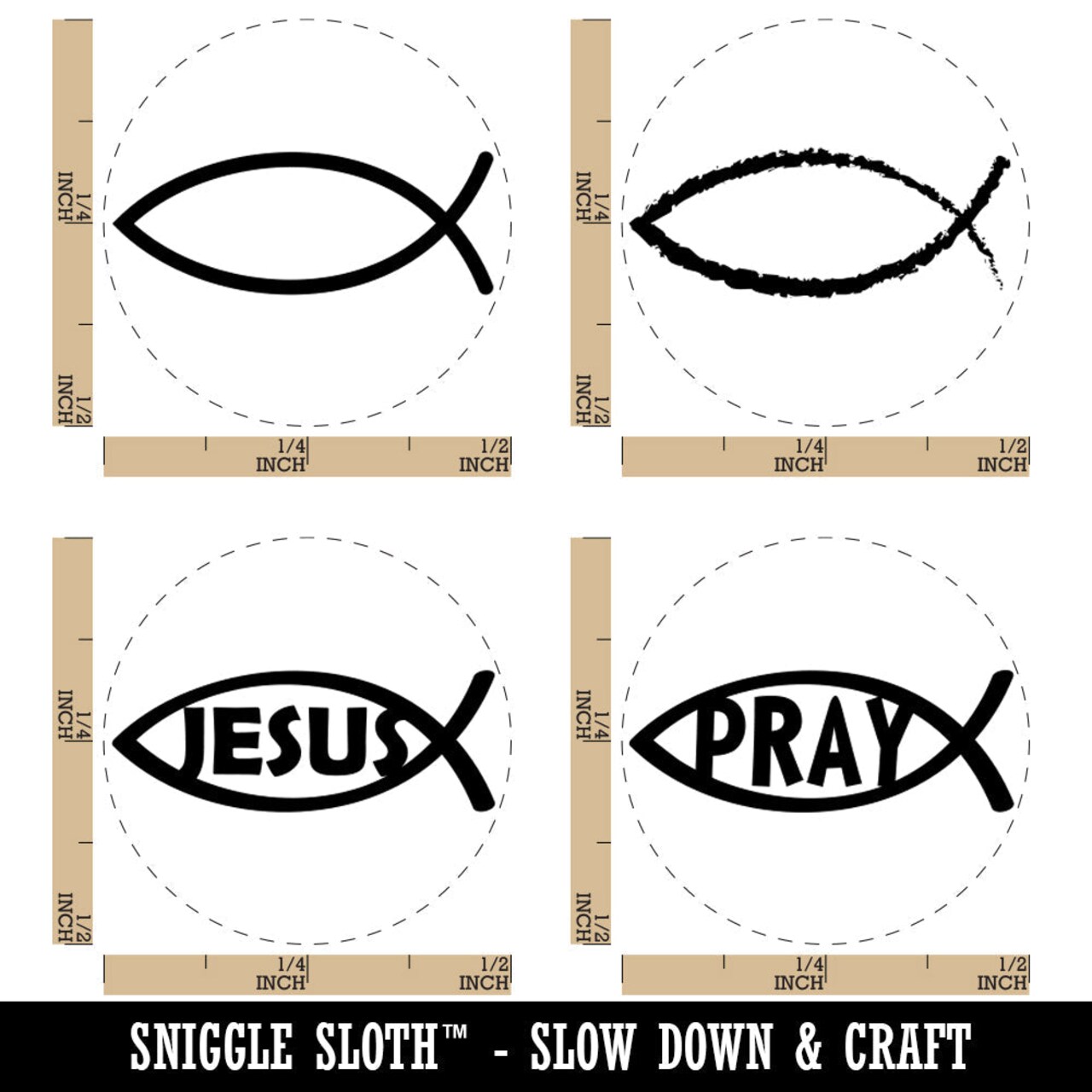 Ichthys Fish Pray Christian Jesus Rubber Stamp Set for Stamping Crafting Planners